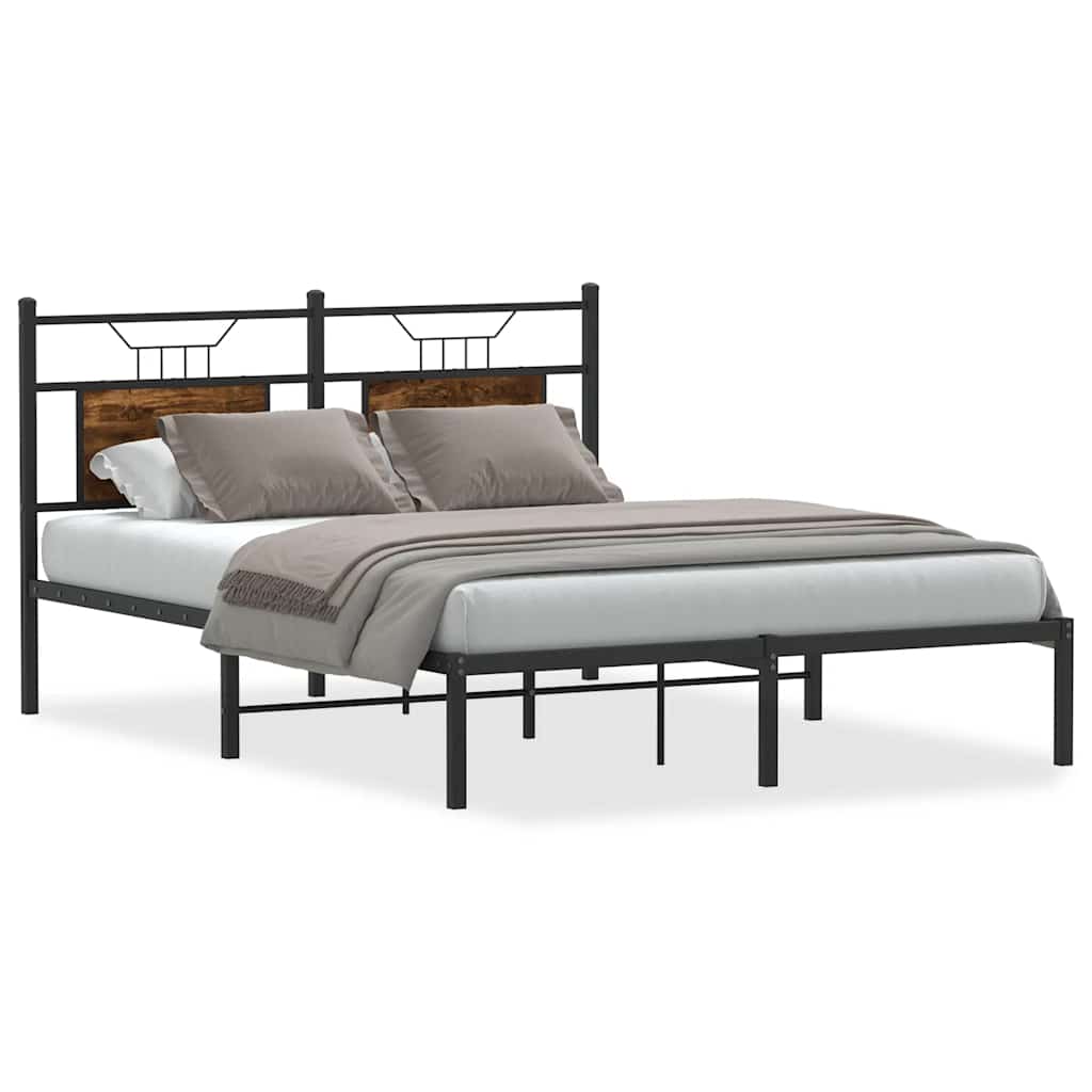 Bed Frame without Mattress Smoked Oak 140x190 cm Engineered Wood