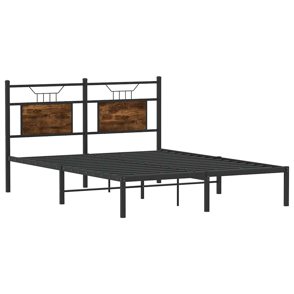 Bed Frame without Mattress Smoked Oak 140x190 cm Engineered Wood