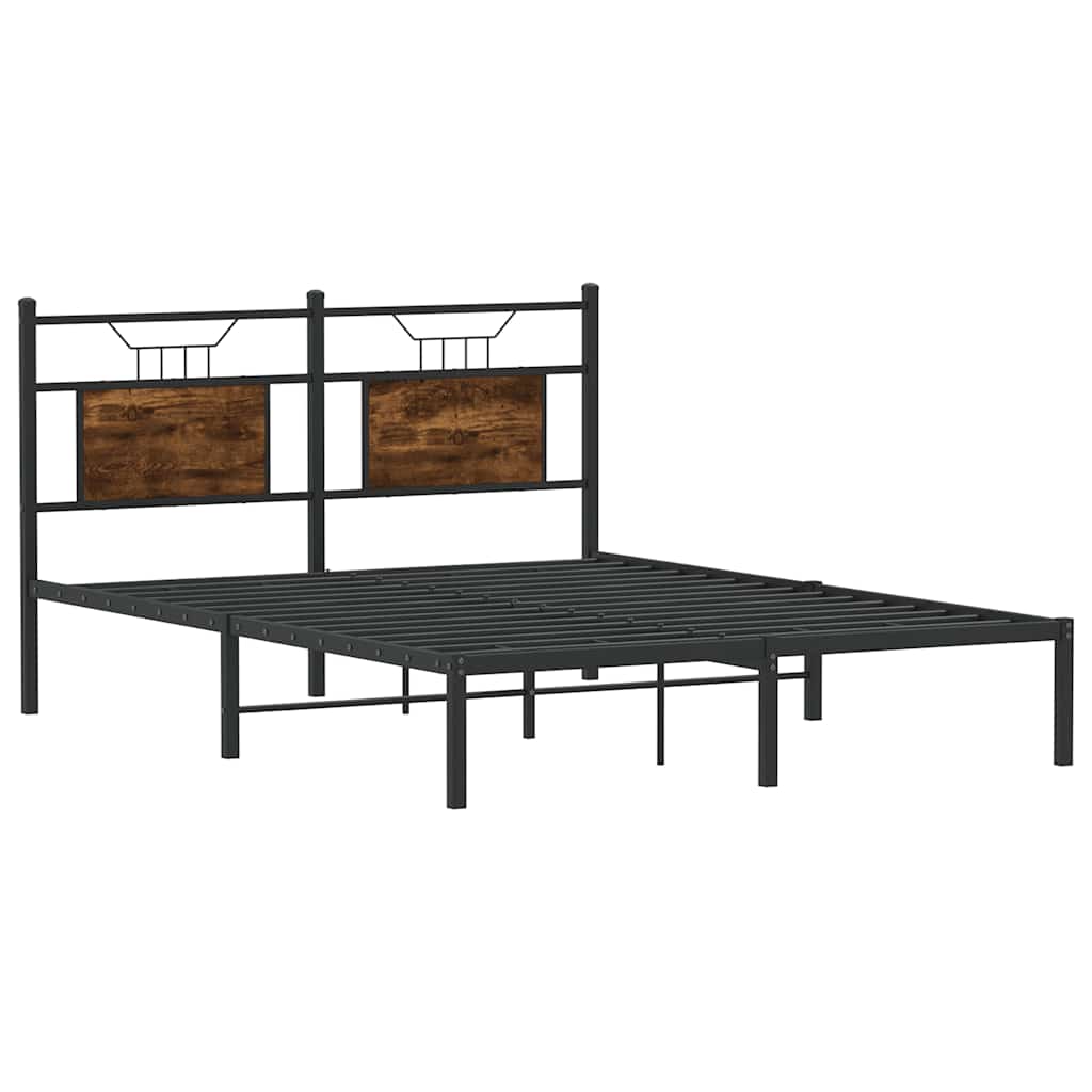 Bed Frame without Mattress Smoked Oak 150x200 cm King Size Engineered Wood