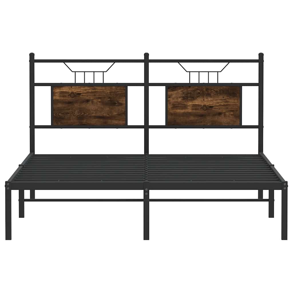 Bed Frame without Mattress Smoked Oak 150x200 cm King Size Engineered Wood