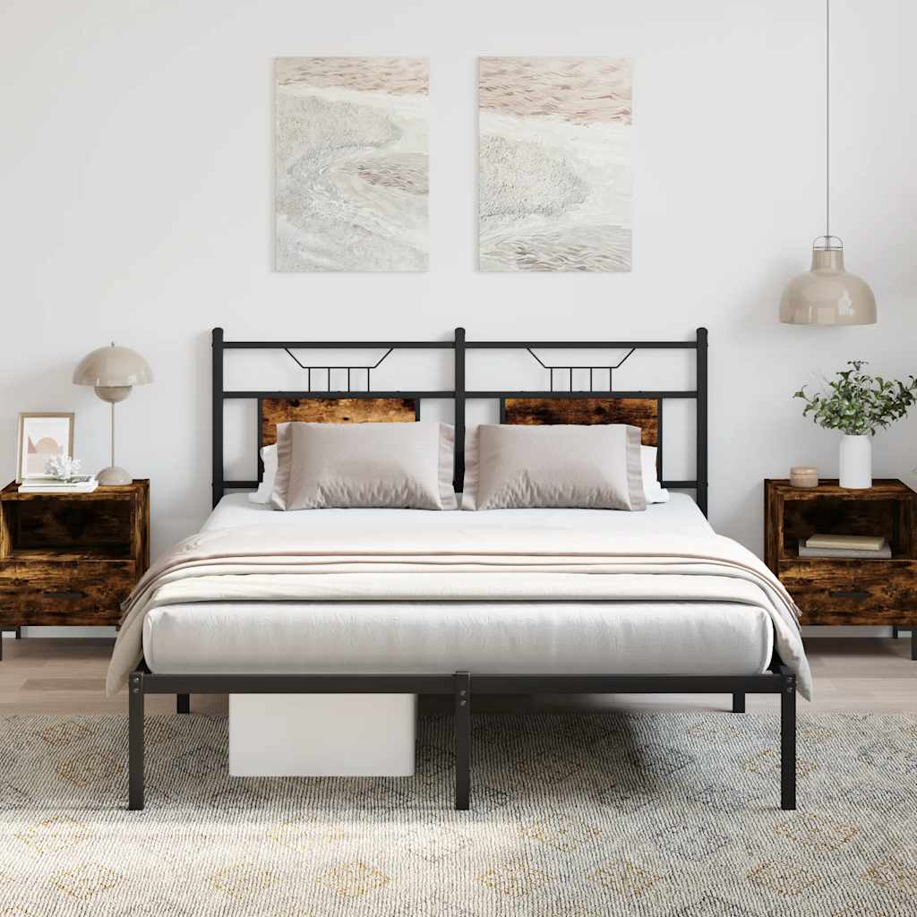 Bed Frame without Mattress Smoked Oak 150x200 cm King Size Engineered Wood