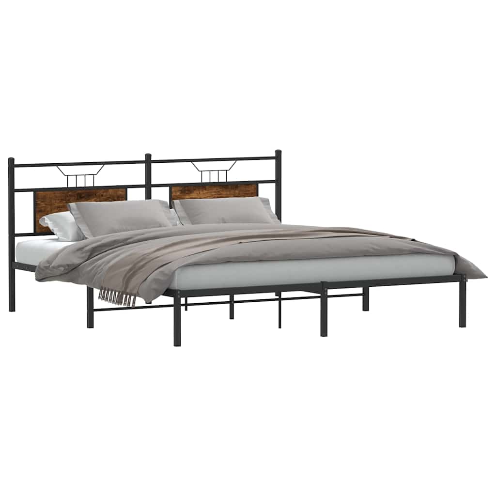 Bed Frame without Mattress Smoked Oak 183x213 cm Engineered Wood