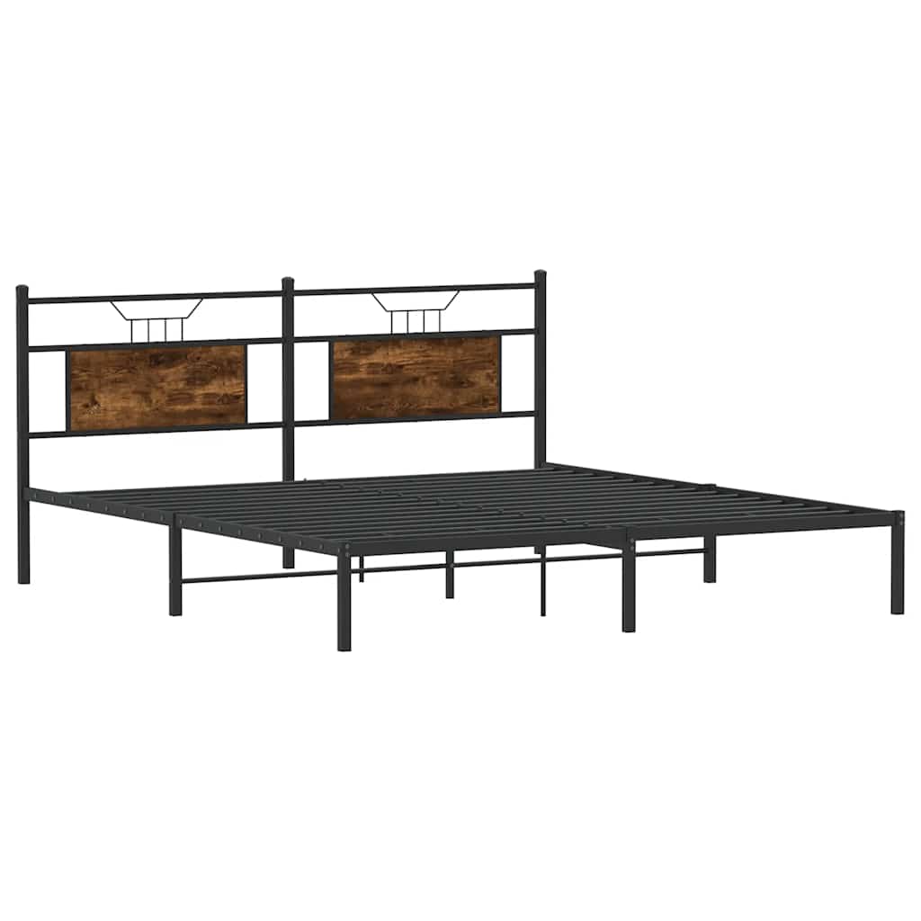 Bed Frame without Mattress Smoked Oak 183x213 cm Engineered Wood