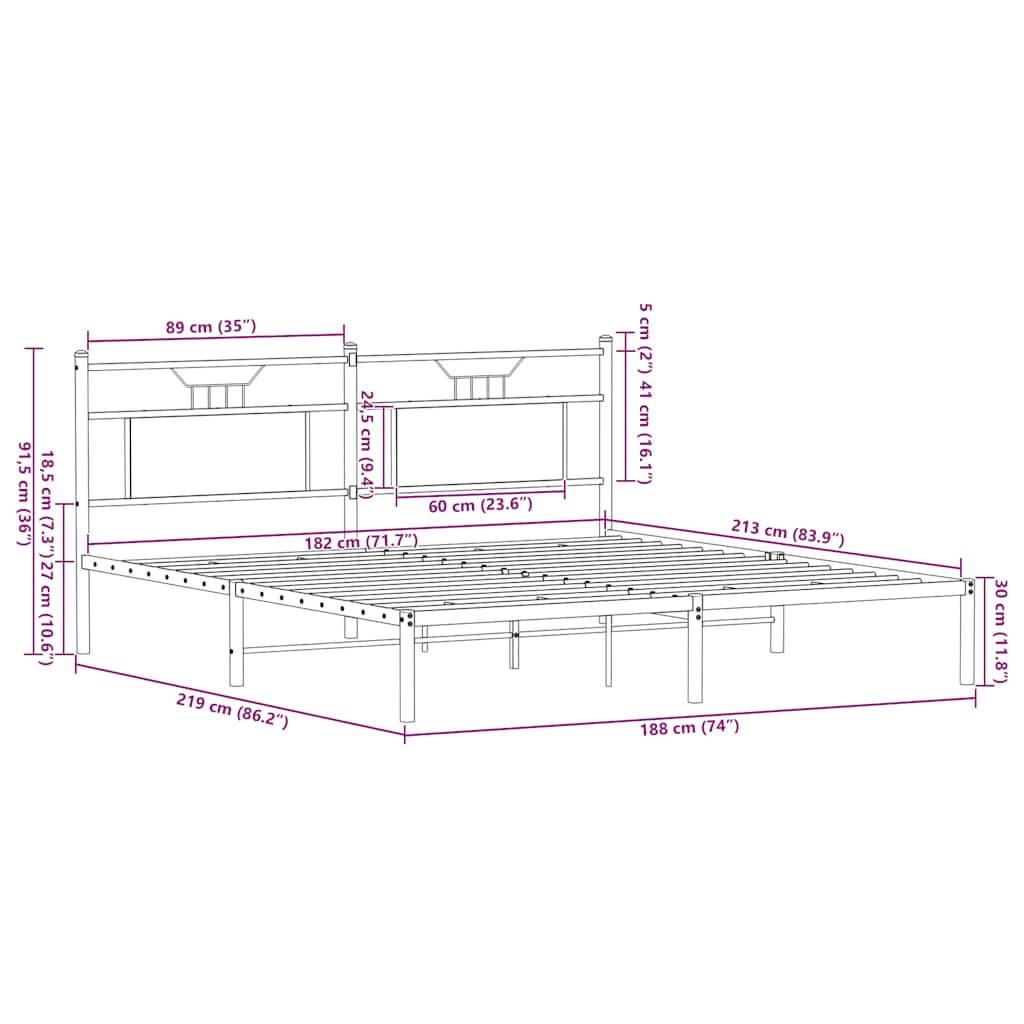 Bed Frame without Mattress Smoked Oak 183x213 cm Engineered Wood
