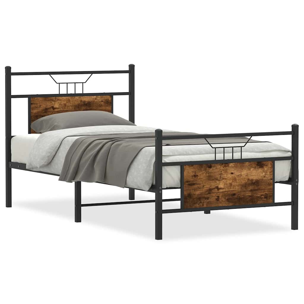 Bed Frame without Mattress Smoked Oak 80x200 cm Engineered Wood