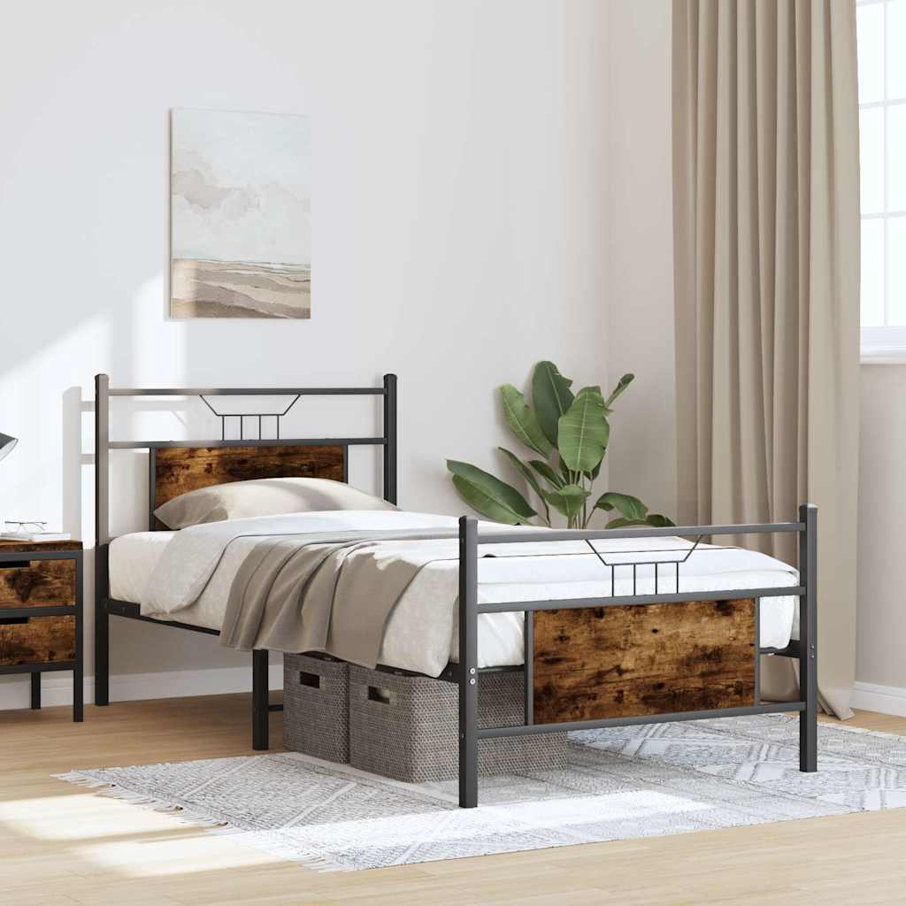 Bed Frame without Mattress Smoked Oak 80x200 cm Engineered Wood