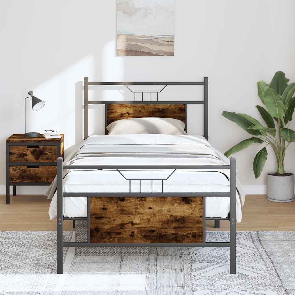 Bed Frame without Mattress Smoked Oak 80x200 cm Engineered Wood