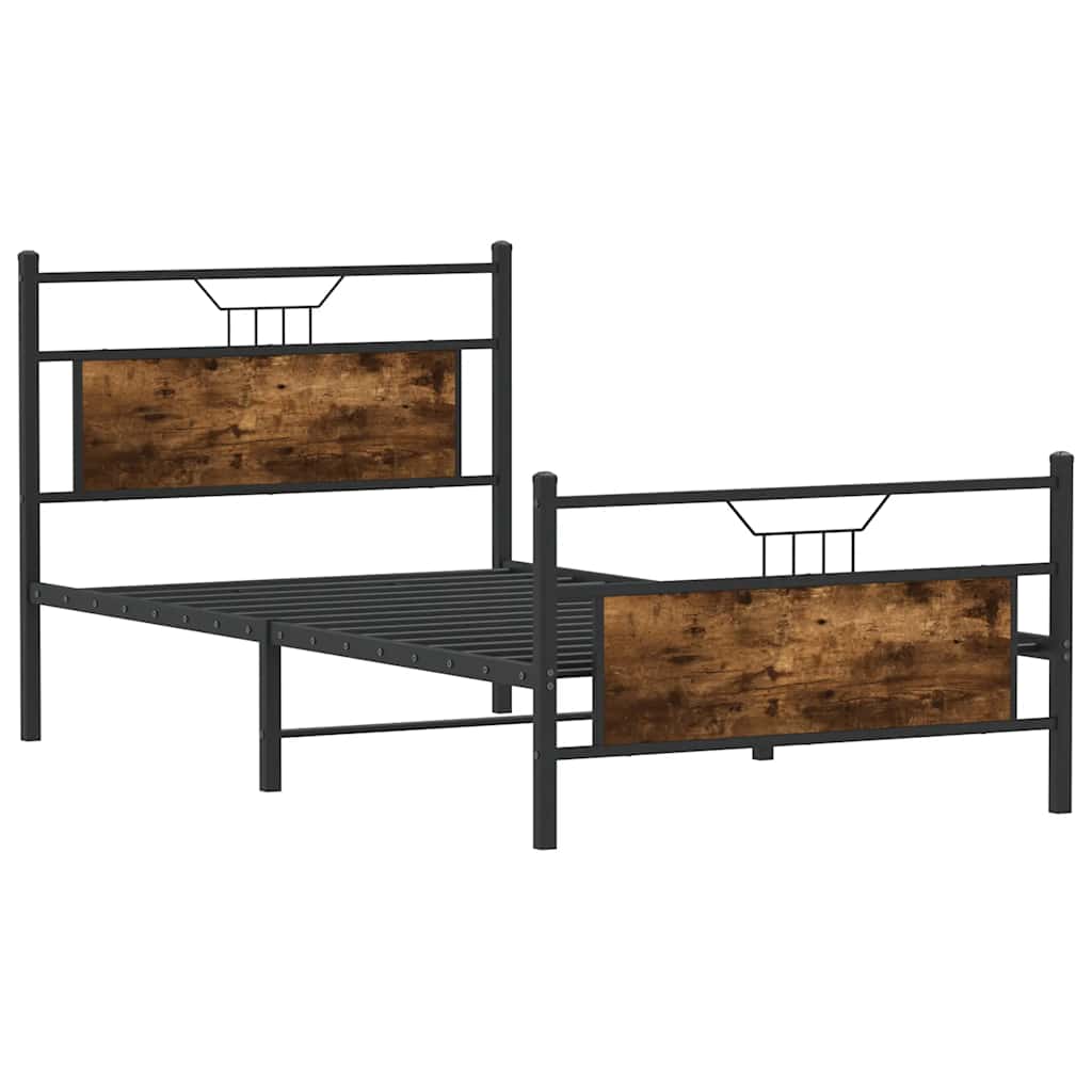 Bed Frame without Mattress Smoked Oak 100x200 cm Engineered Wood