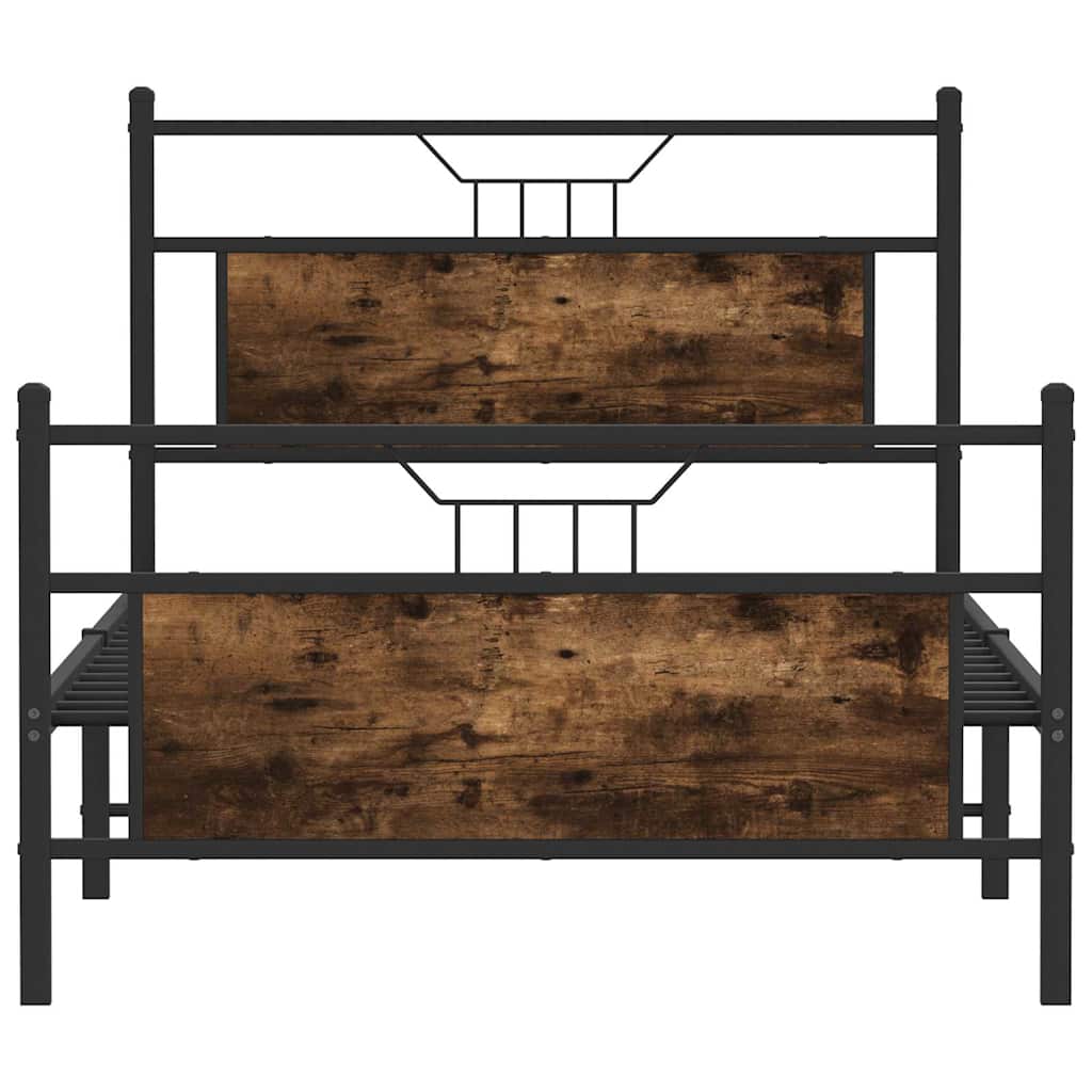 Bed Frame without Mattress Smoked Oak 100x200 cm Engineered Wood