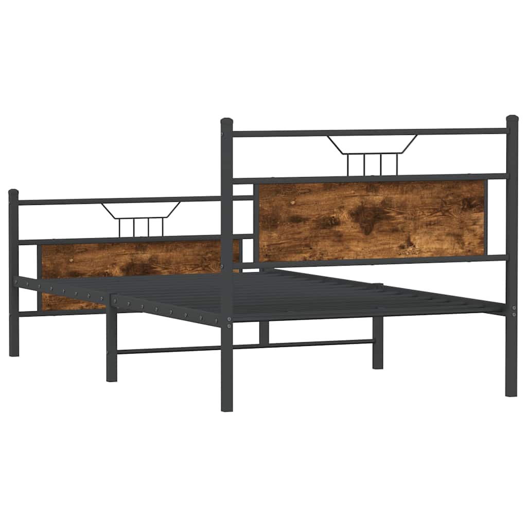 Bed Frame without Mattress Smoked Oak 100x200 cm Engineered Wood