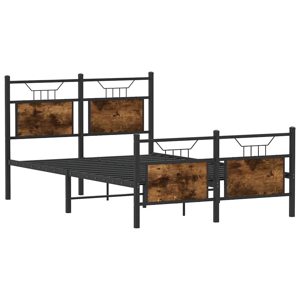 Bed Frame without Mattress Smoked Oak 120x200 cm Engineered Wood
