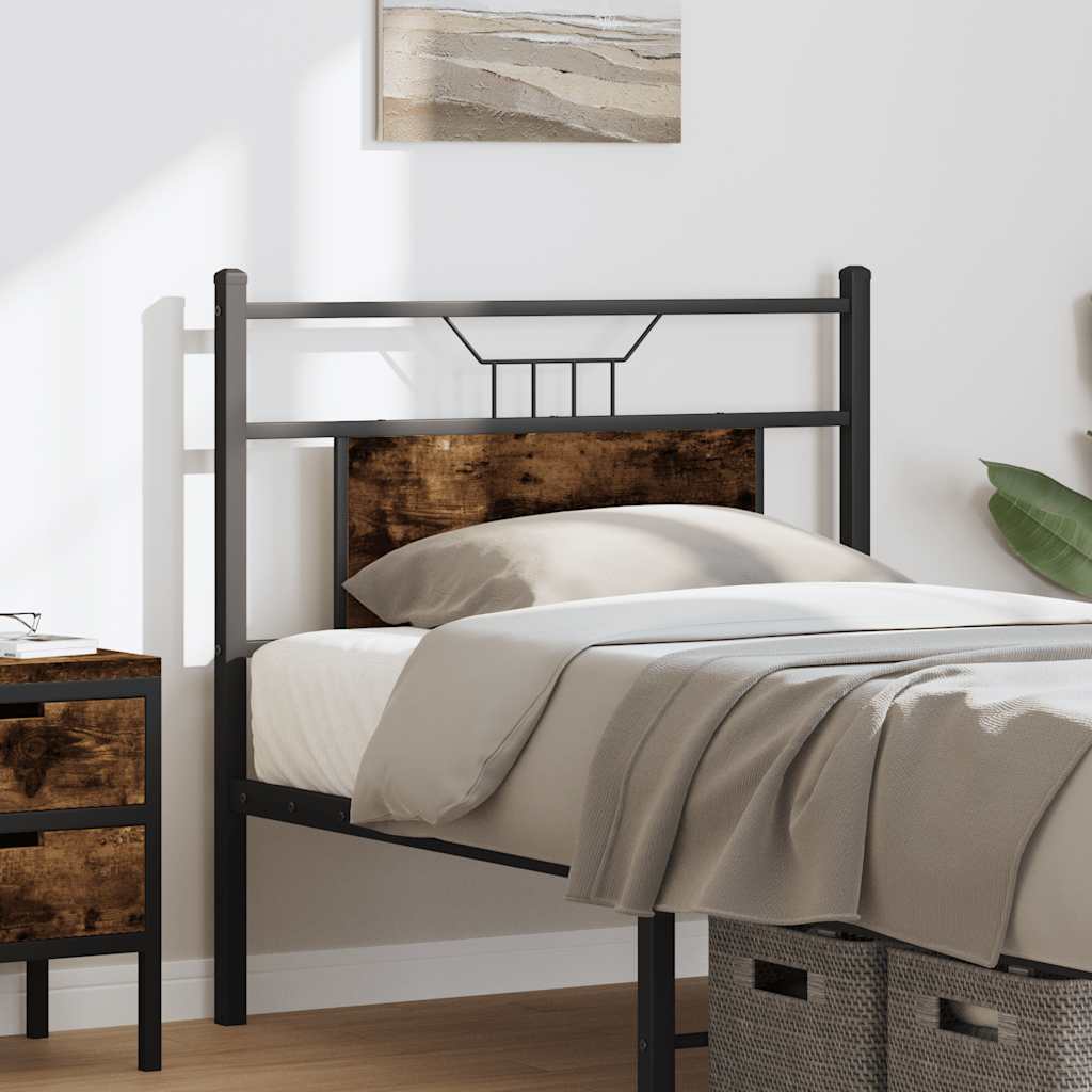 Headboard Smoked Oak 90 cm Engineered Wood and Steel