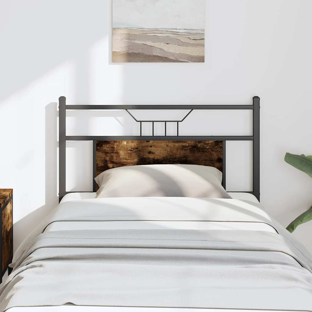 Headboard Smoked Oak 90 cm Engineered Wood and Steel