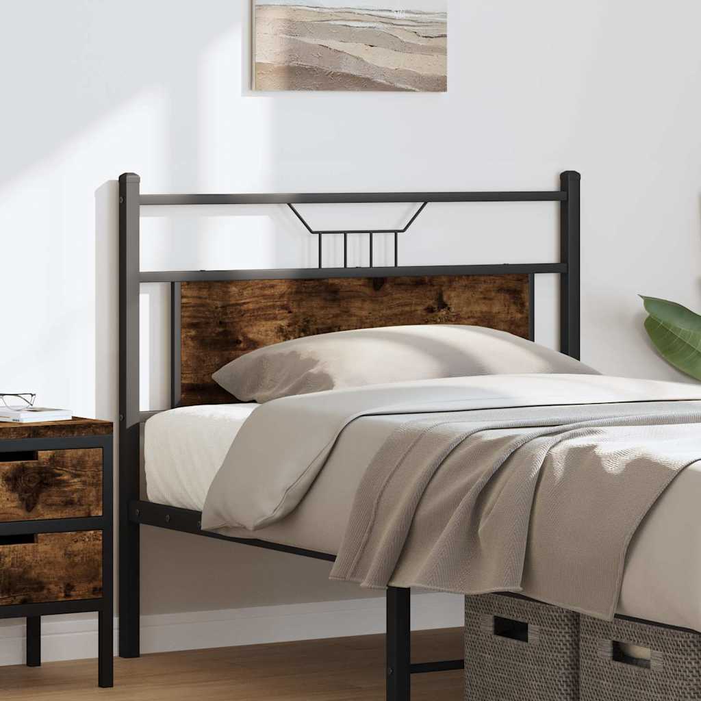 Headboard Smoked Oak 100 cm Engineered Wood and Steel