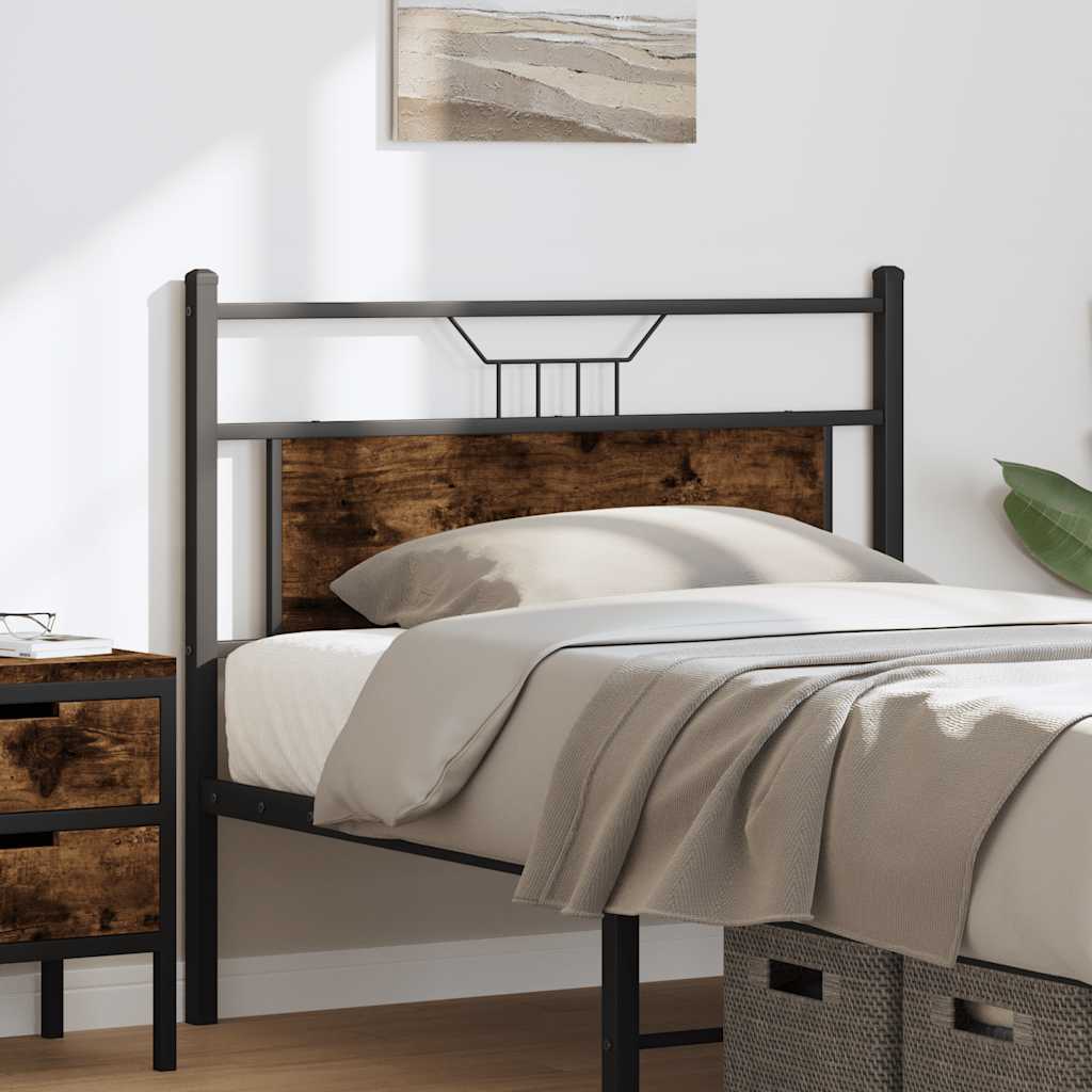 Headboard Smoked Oak 107 cm Engineered Wood and Steel
