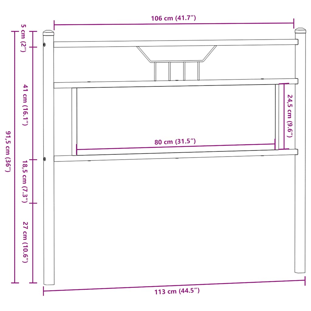 Headboard Smoked Oak 107 cm Engineered Wood and Steel