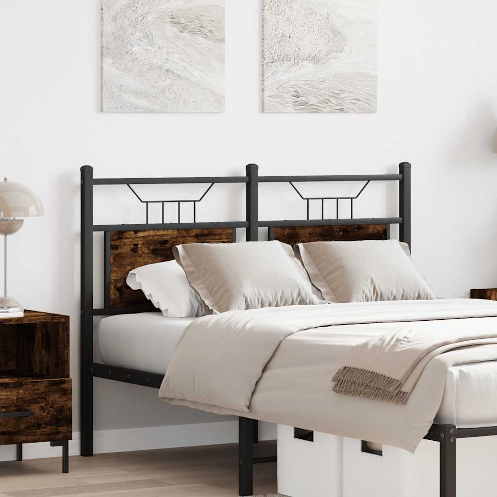 Headboard Smoked Oak 120 cm Engineered Wood and Steel