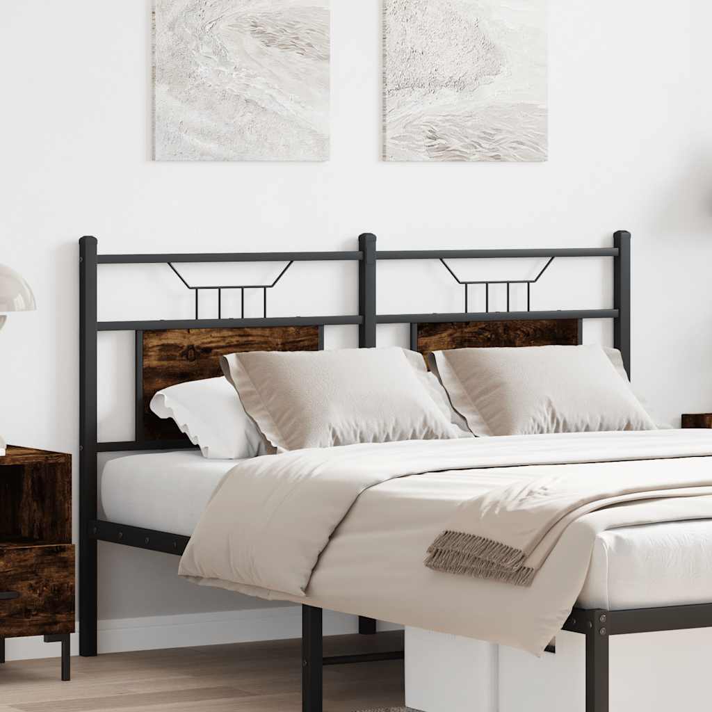 Headboard Smoked Oak 137 cm Engineered Wood and Steel