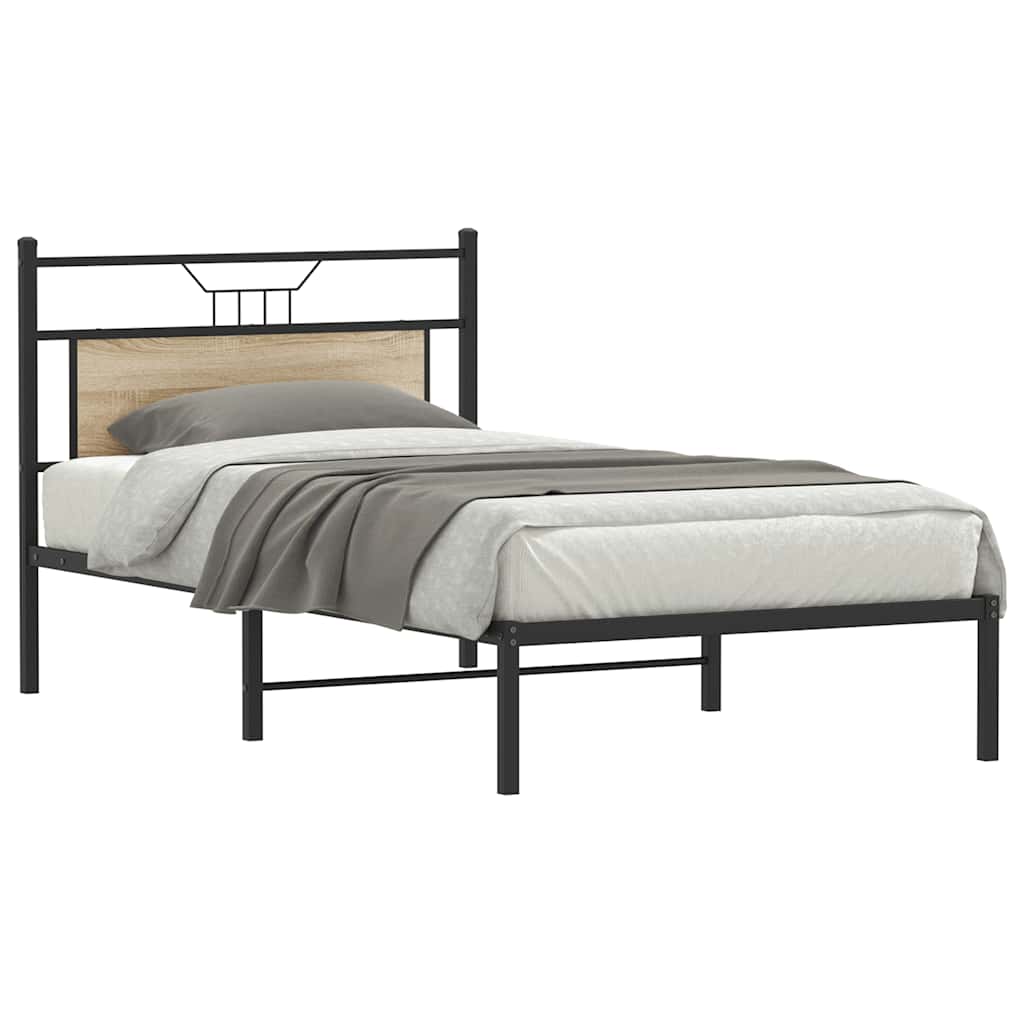 Bed Frame without Mattress Sonoma Oak 100x200 cm Engineered Wood