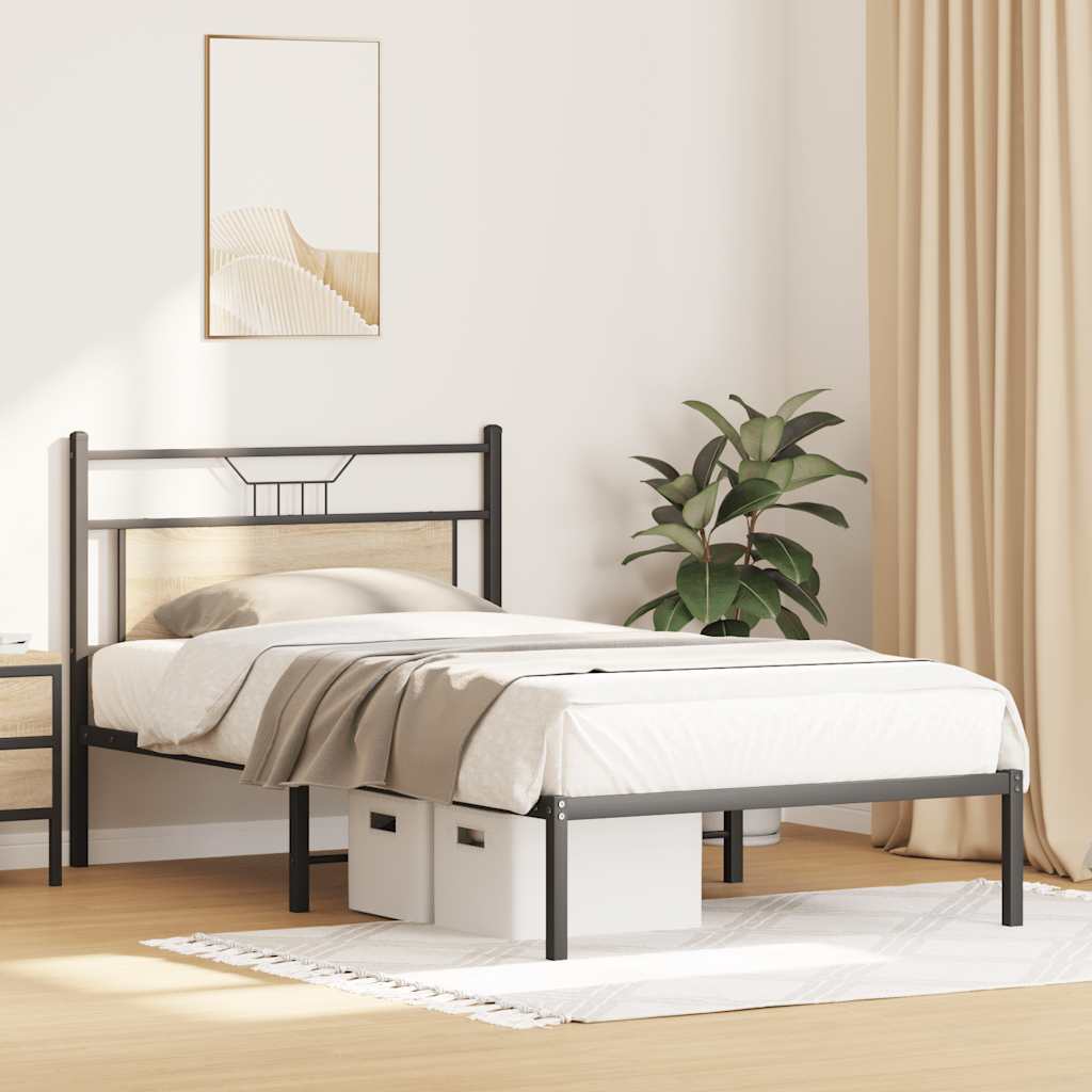Bed Frame without Mattress Sonoma Oak 100x200 cm Engineered Wood