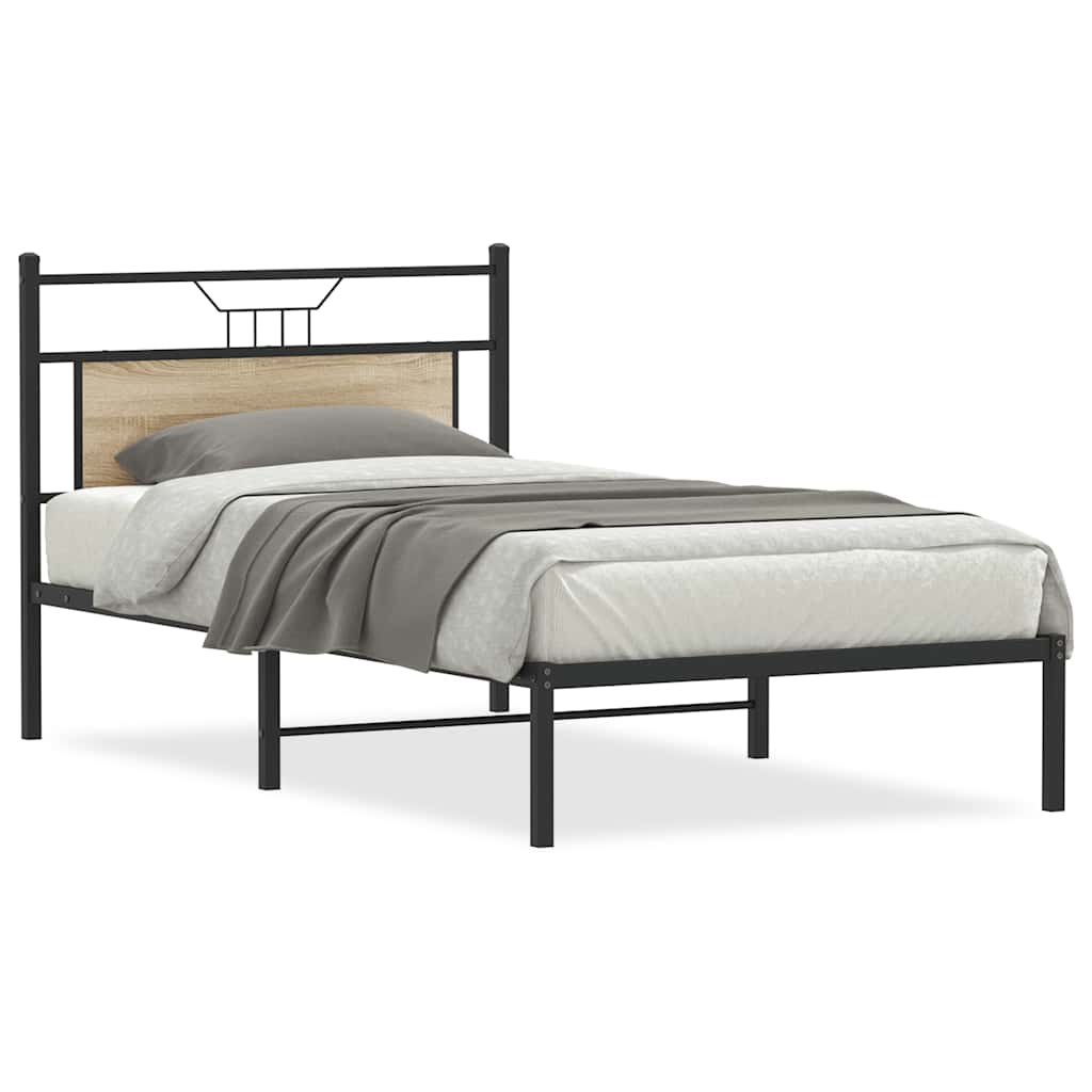 Bed Frame without Mattress Sonoma Oak 107x203 cm Engineered Wood