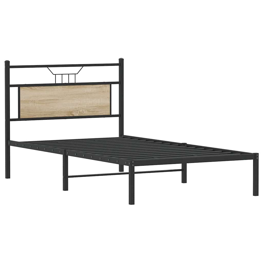 Bed Frame without Mattress Sonoma Oak 107x203 cm Engineered Wood