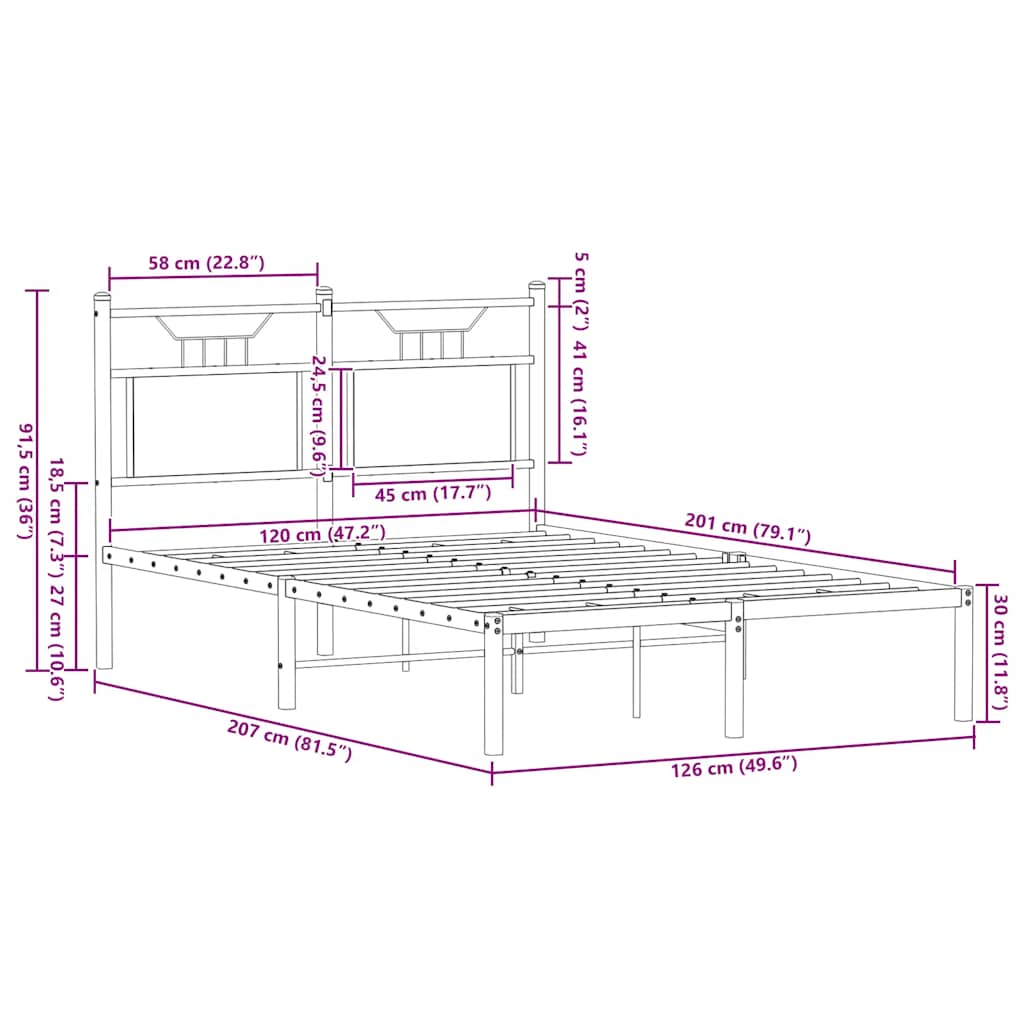 Bed Frame without Mattress Sonoma Oak 120x200 cm Engineered Wood