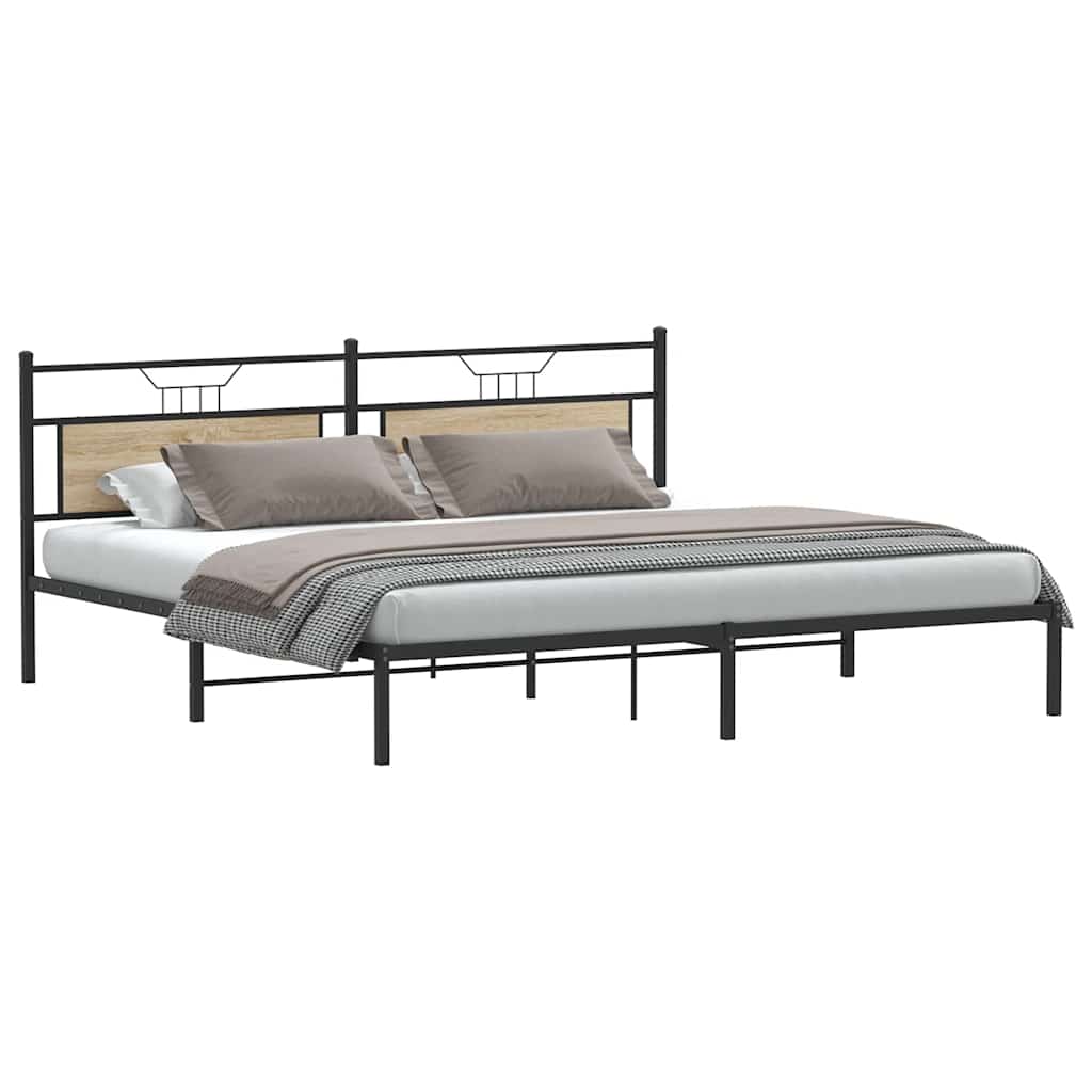 Bed Frame without Mattress Sonoma Oak 193x203 cm Engineered Wood
