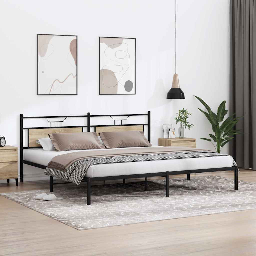 Bed Frame without Mattress Sonoma Oak 193x203 cm Engineered Wood