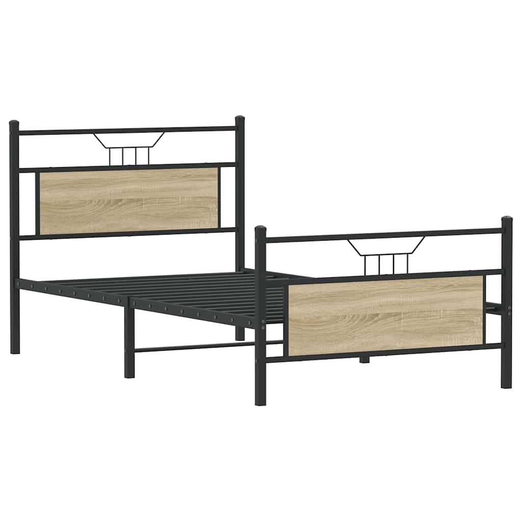 Bed Frame without Mattress Sonoma Oak 100x200 cm Engineered Wood