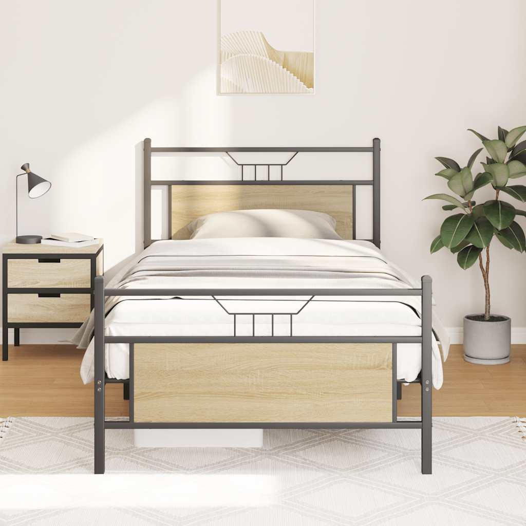 Bed Frame without Mattress Sonoma Oak 100x200 cm Engineered Wood