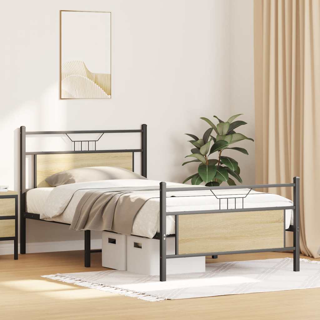 Bed Frame without Mattress Sonoma Oak 100x200 cm Engineered Wood