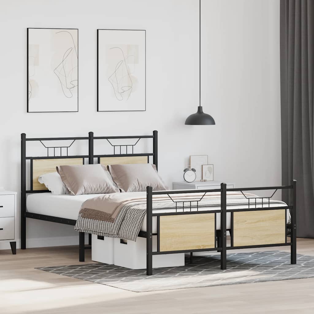 Bed Frame without Mattress Sonoma Oak 120x200 cm Engineered Wood