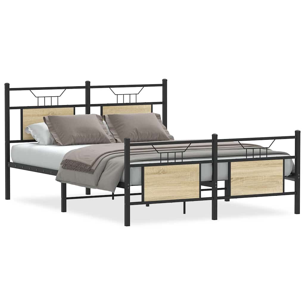 Bed Frame without Mattress Sonoma Oak 137x190 cm Engineered Wood