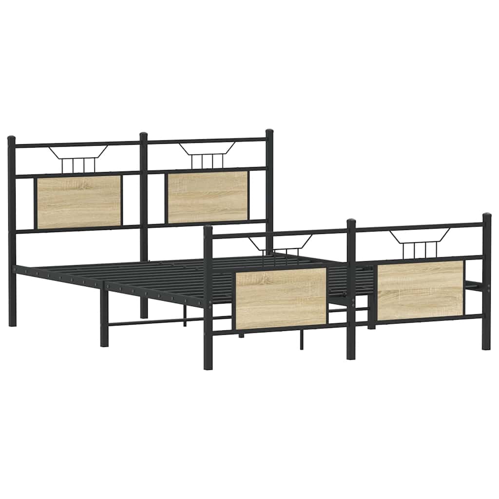 Bed Frame without Mattress Sonoma Oak 137x190 cm Engineered Wood