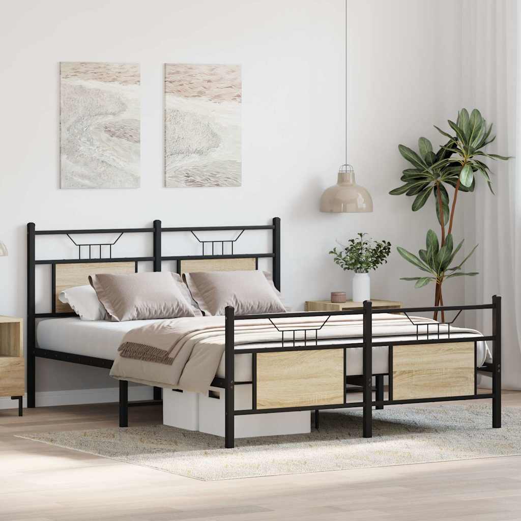 Bed Frame without Mattress Sonoma Oak 140x190 cm Engineered Wood