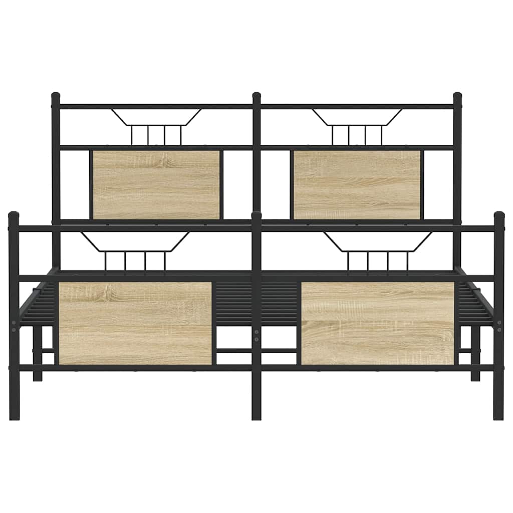 Bed Frame without Mattress Sonoma Oak 140x200 cm Engineered Wood