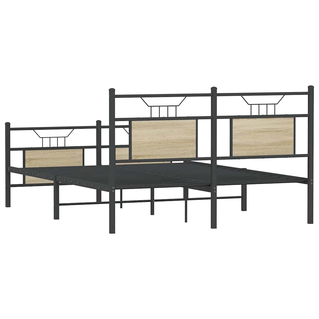 Bed Frame without Mattress Sonoma Oak 140x200 cm Engineered Wood