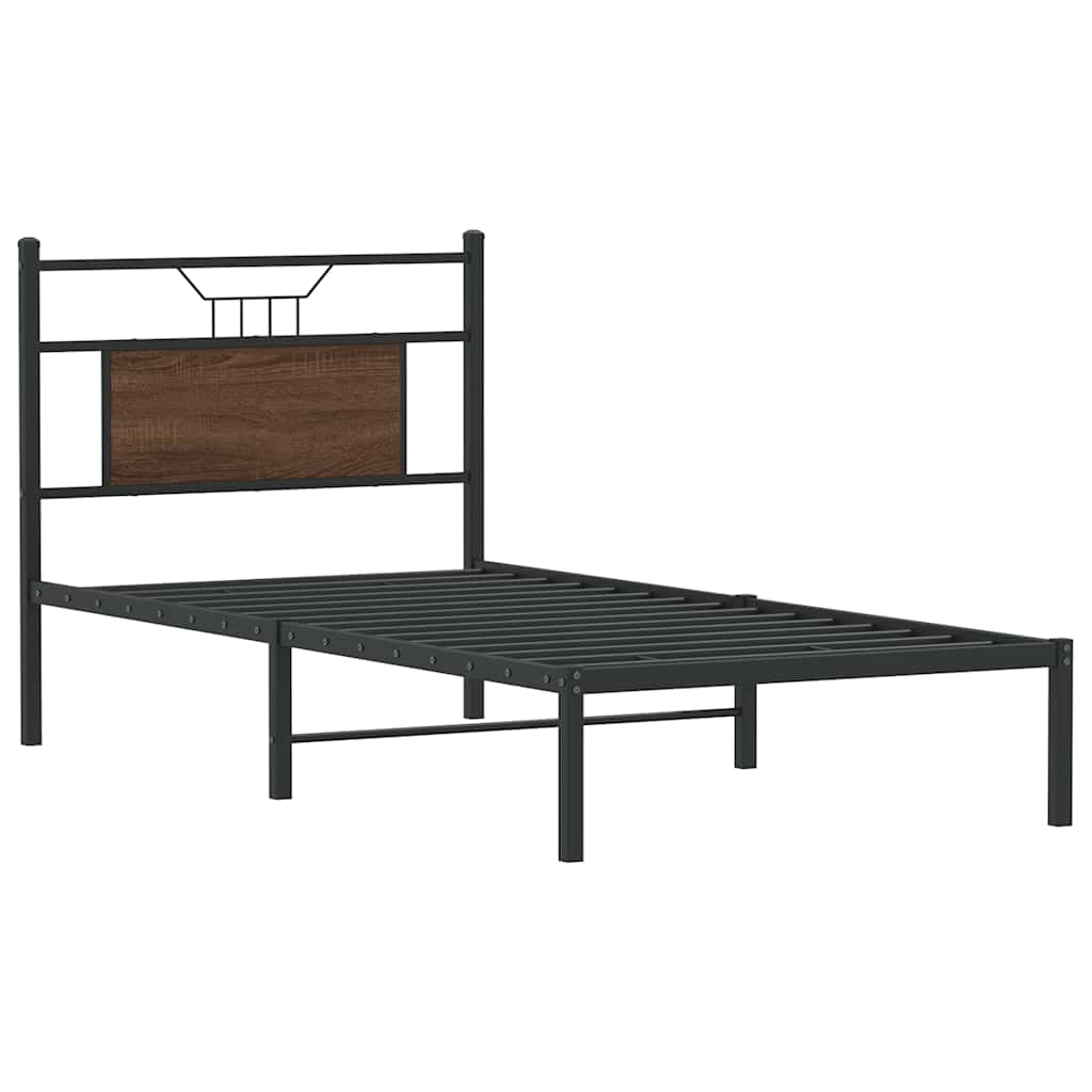Bed Frame without Mattress Brown Oak 90x200 cm Engineered Wood
