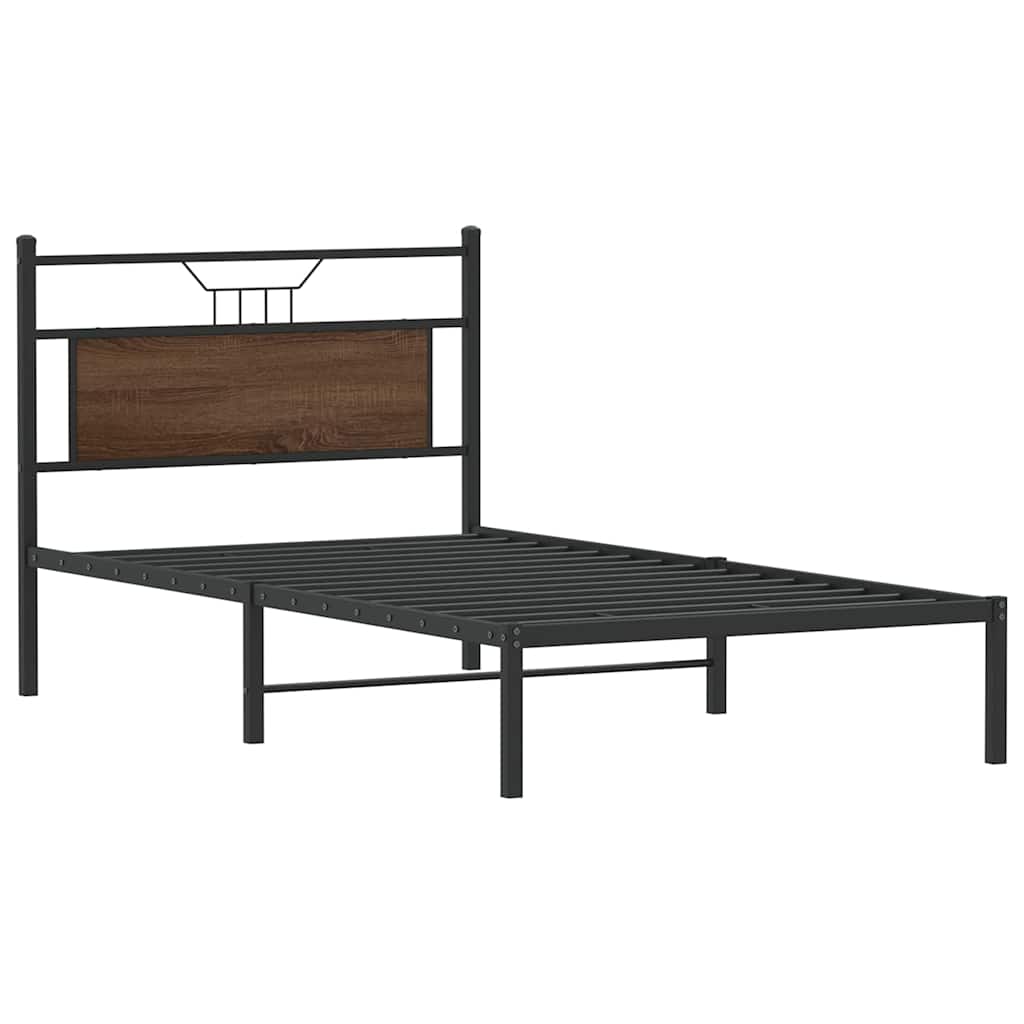 Bed Frame without Mattress Brown Oak 100x200 cm Engineered Wood