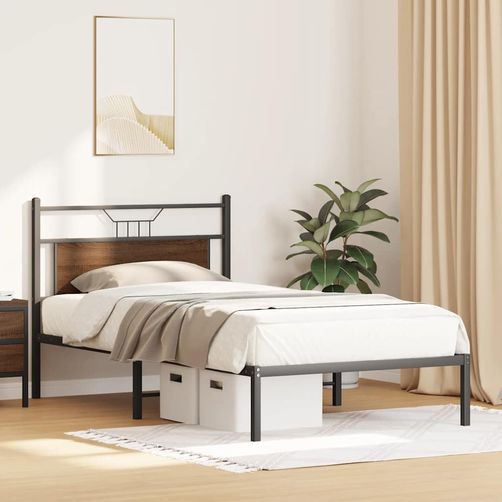 Bed Frame without Mattress Brown Oak 100x200 cm Engineered Wood