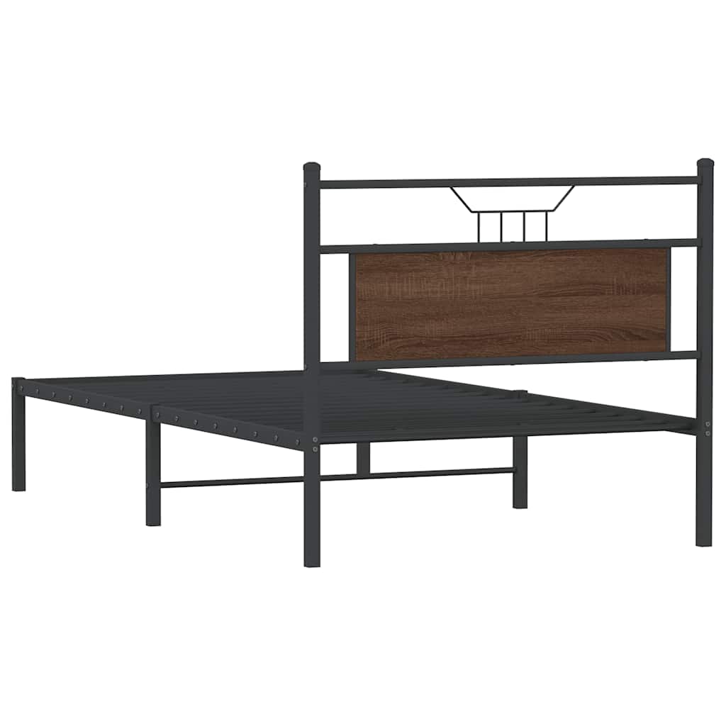 Bed Frame without Mattress Brown Oak 100x200 cm Engineered Wood