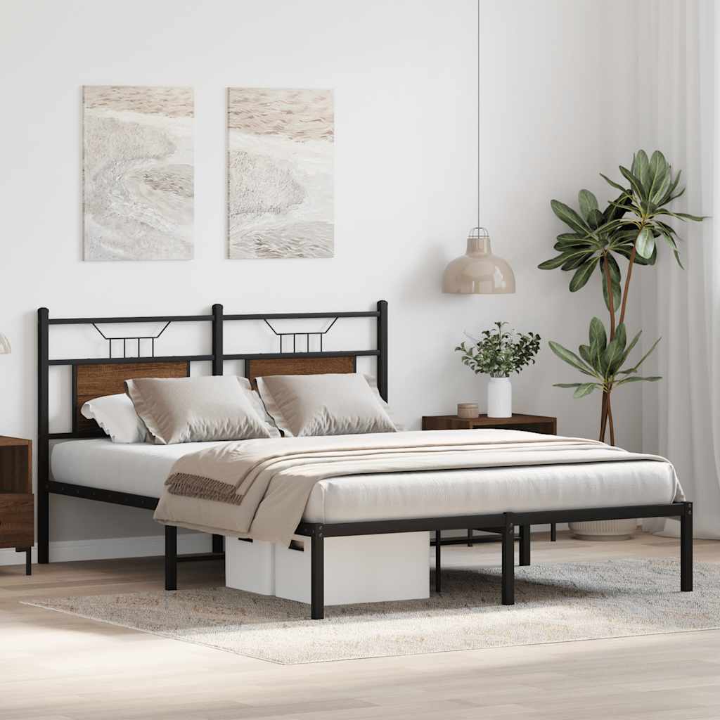 Bed Frame without Mattress Brown Oak 137x190 cm Engineered Wood