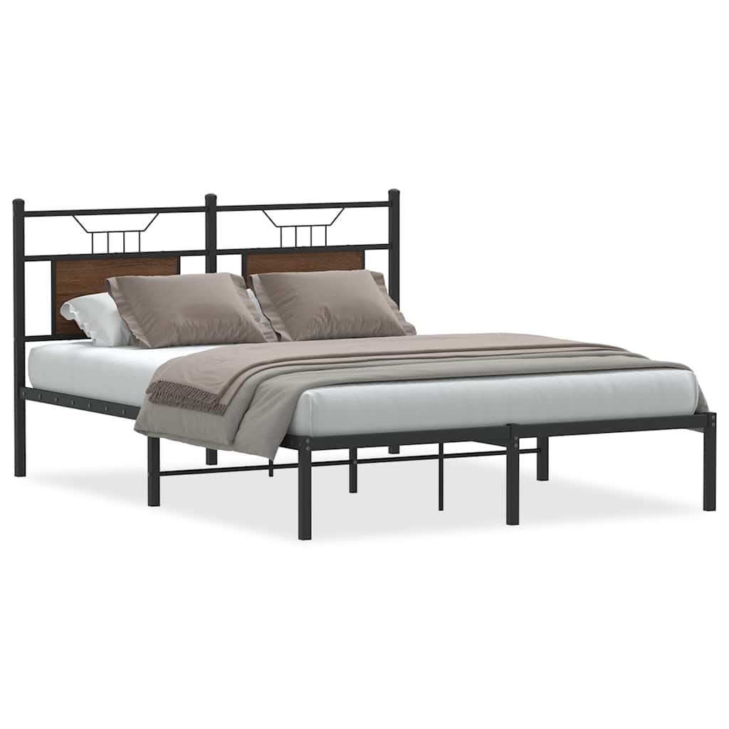 Bed Frame without Mattress Brown Oak 140x190 cm Engineered Wood
