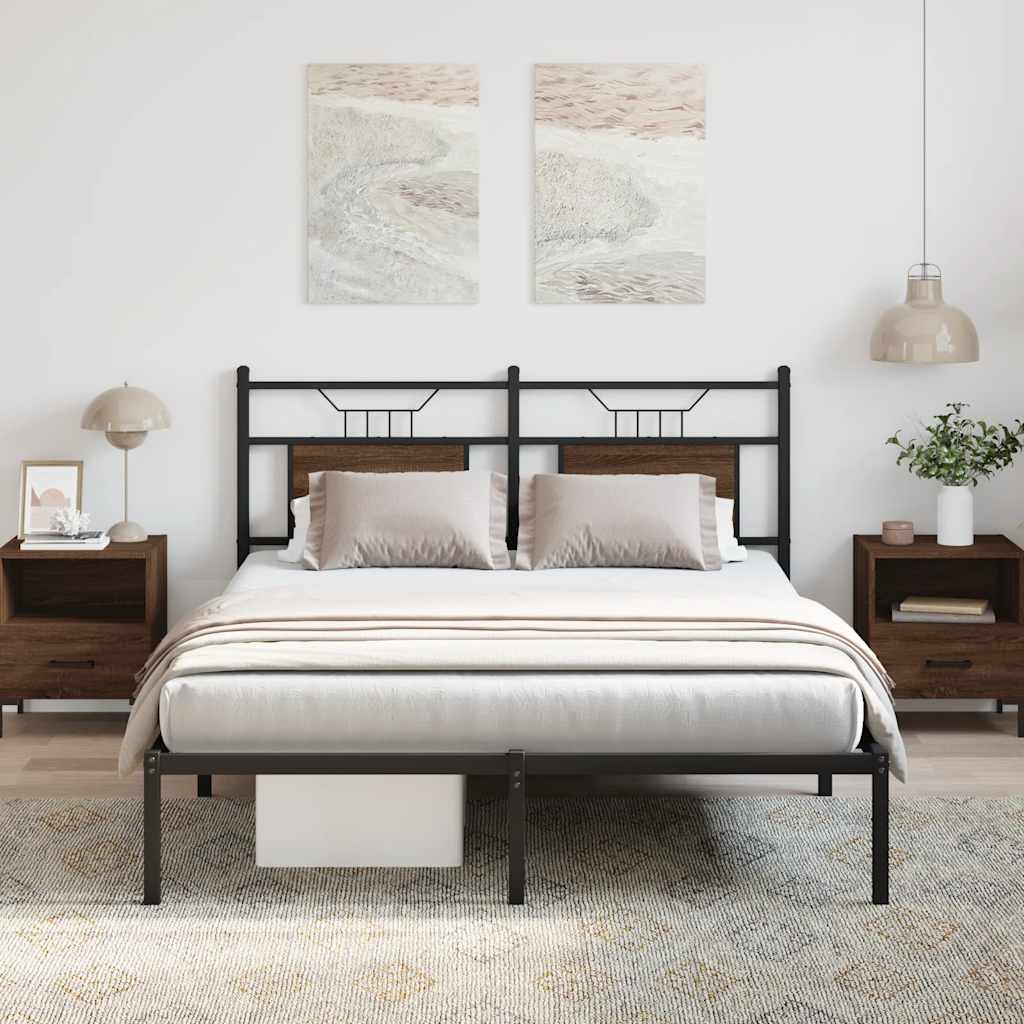 Bed Frame without Mattress Brown Oak 140x190 cm Engineered Wood