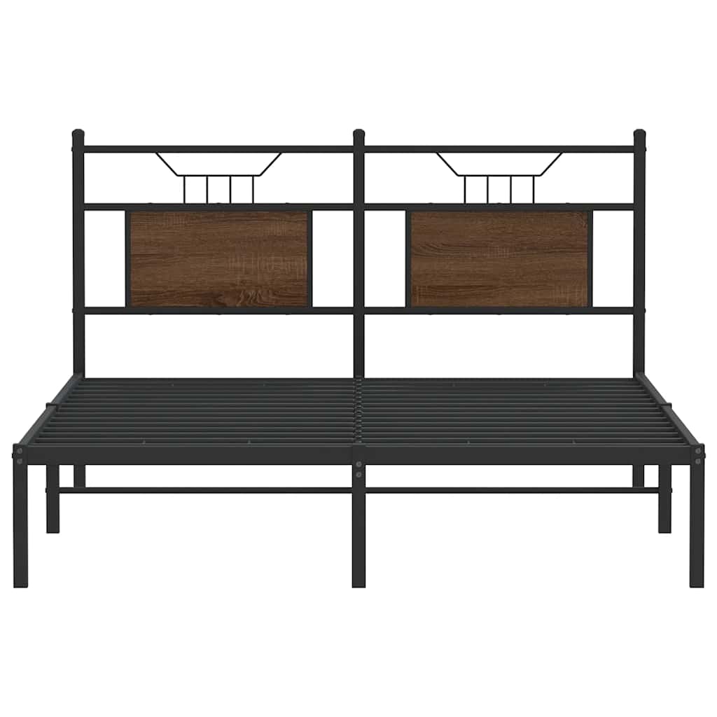 Bed Frame without Mattress Brown Oak 140x190 cm Engineered Wood