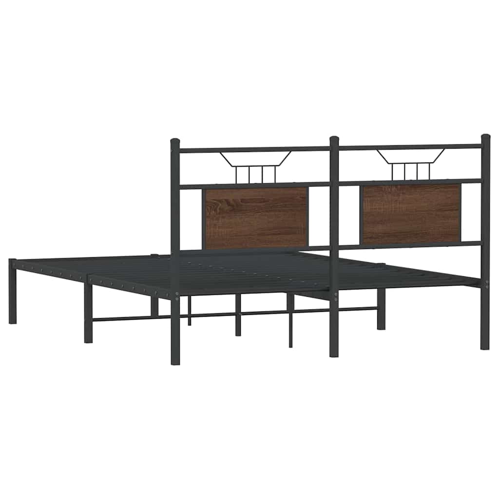 Bed Frame without Mattress Brown Oak 140x190 cm Engineered Wood