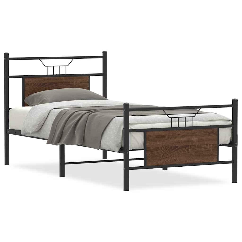 Bed Frame without Mattress Brown Oak 80x200 cm Engineered Wood