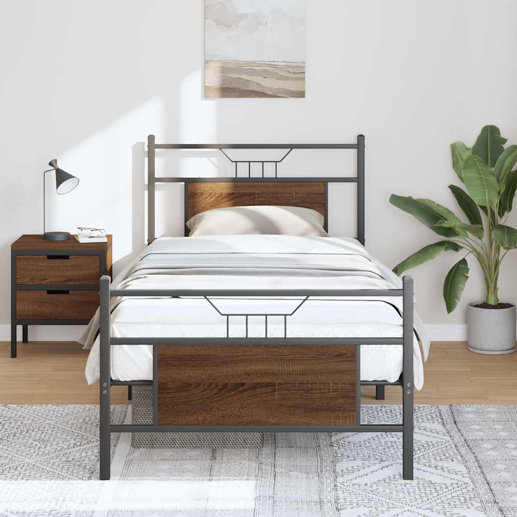 Bed Frame without Mattress Brown Oak 80x200 cm Engineered Wood