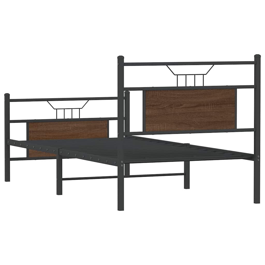 Bed Frame without Mattress Brown Oak 90x190 cm Single Engineered Wood